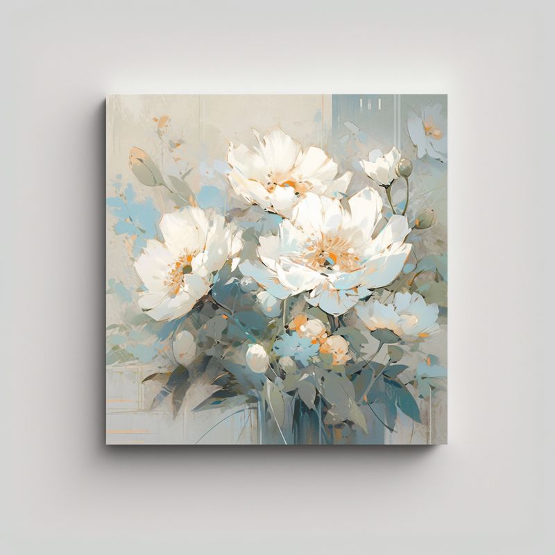 GENERICO - Lienzo De Tela Colores Expresividad Con Flores En 60x60 Cm