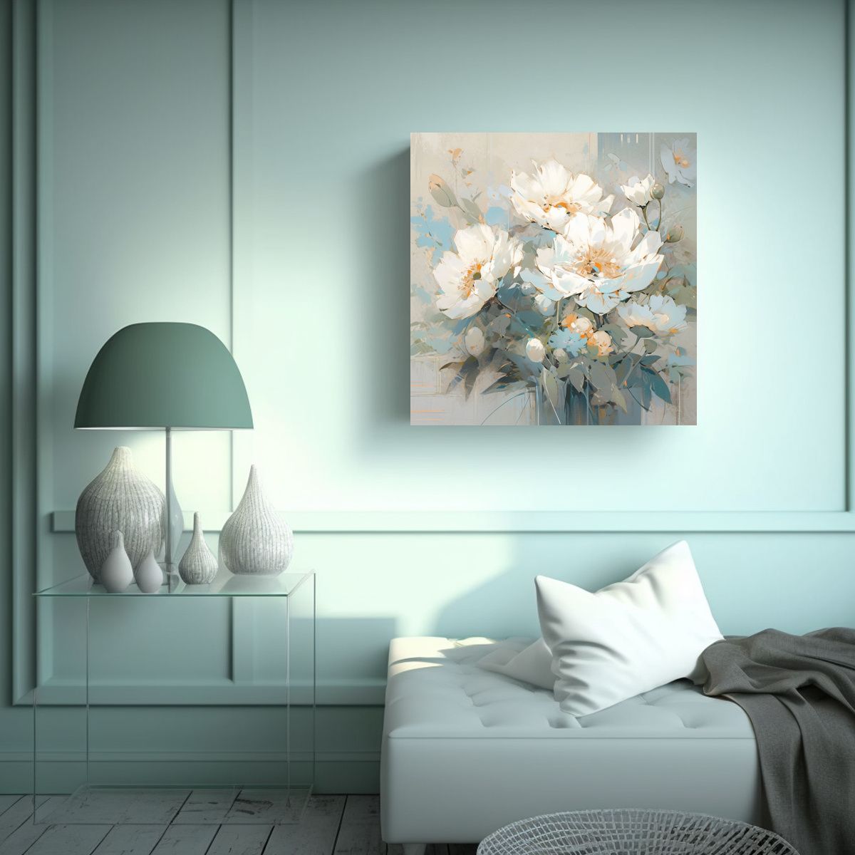 GENERICO - Lienzo De Tela Colores Expresividad Con Flores En 70x70 Cm