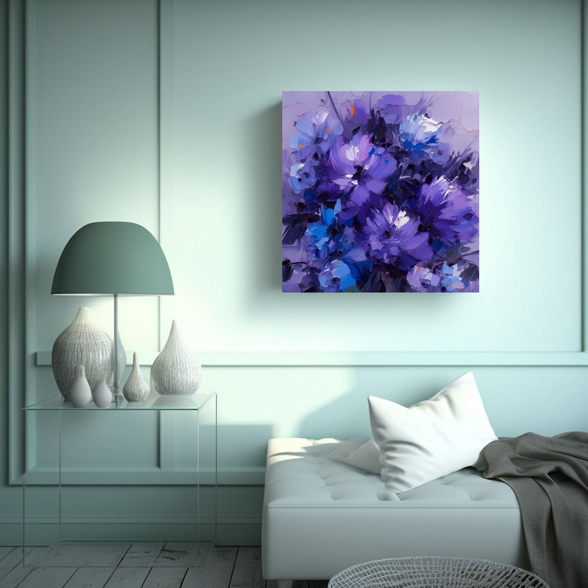 GENERICO - Lienzo De Tela Inspiración Contraste Flores 90x90 Cm
