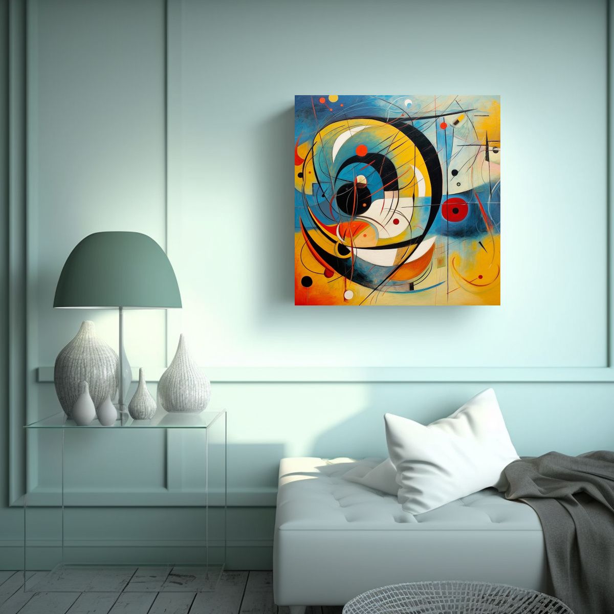 GENERICO - Pintura Abstracta Inspirada En Kandinsky: Juego 60x60 Cm
