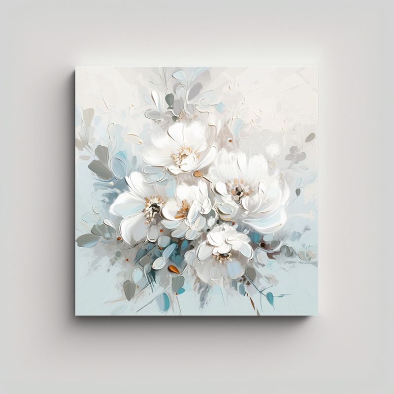 GENERICO - Pintura En Lienzo Estilo Cuadro De Flores Blancas 50x50 Cm