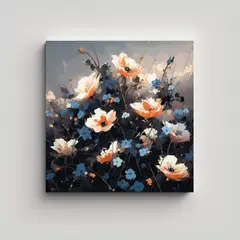 GENERICO - Pintura Inspiradora De Flores En Colores Negros 80x80 Cm