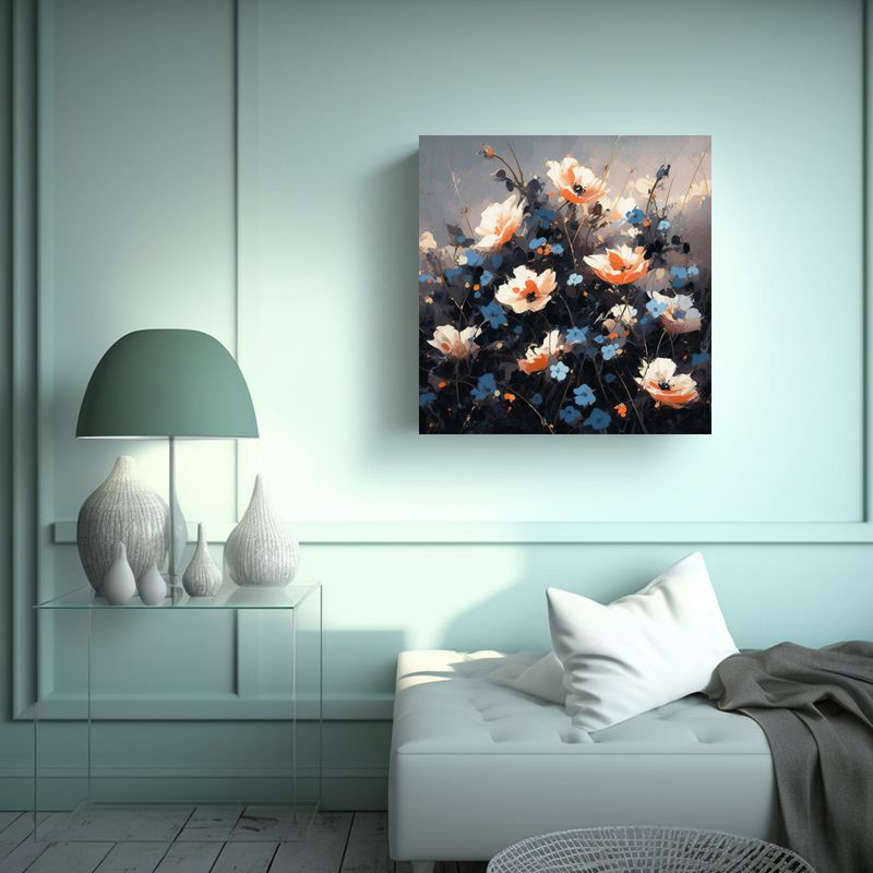GENERICO - Pintura Inspiradora De Flores En Colores Negros 60x60 Cm
