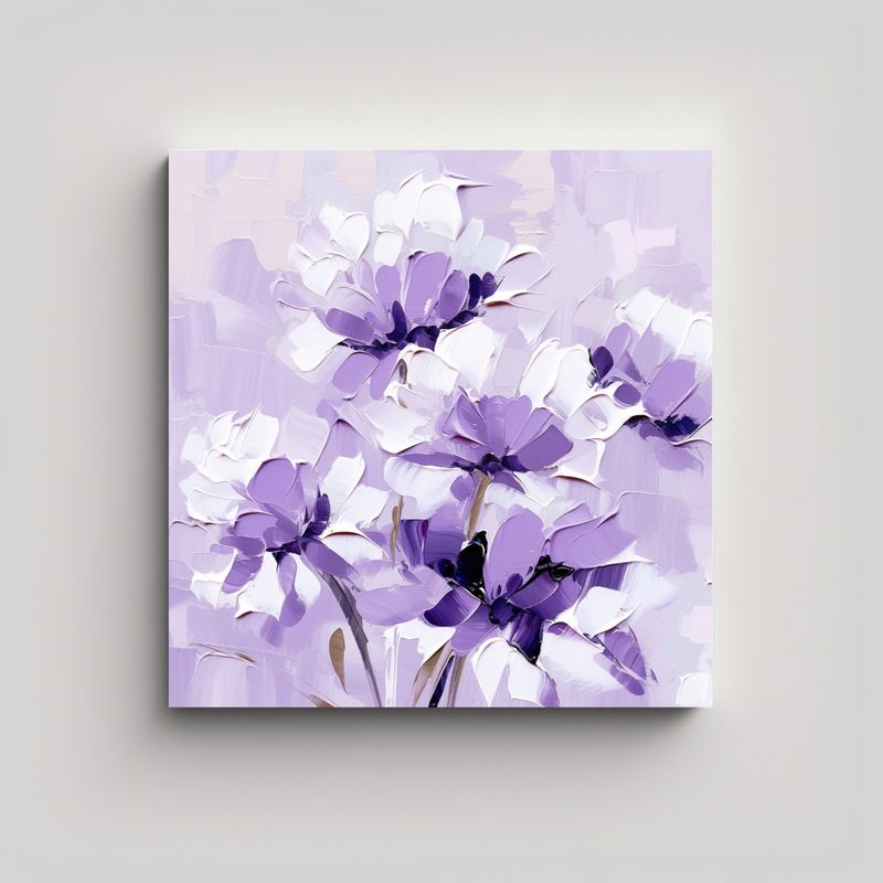 GENERICO - Pintura En Lienzo De Flores Púrpuras Y Blancas 70x70 Cm