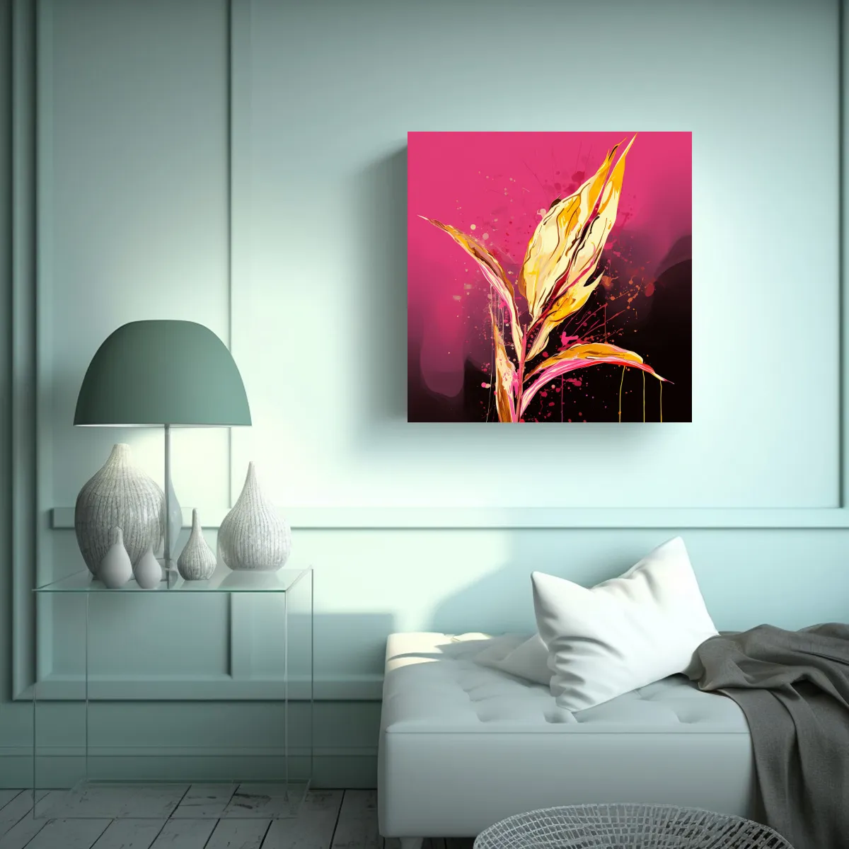 GENERICO - Cuadros Decorativos De Hojas De Heliconia En 70x70 Cm