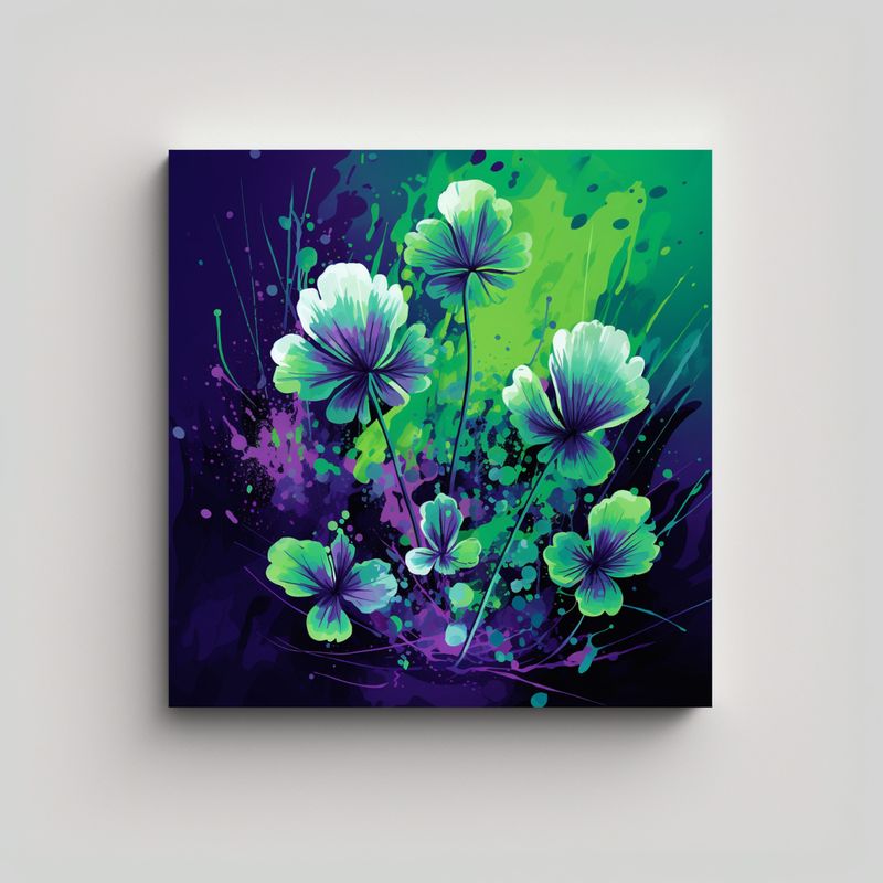 GENERICO - Cuadro Sublimado Tela A Clover Herbs En Verde Y 80x80 Cm
