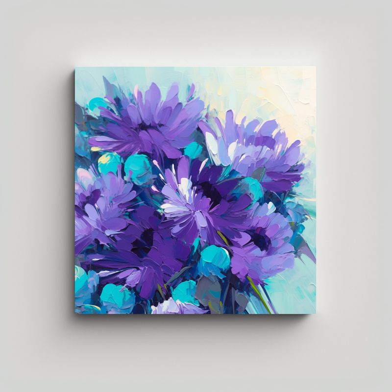 GENERICO - Pintura Conceptual De Flores En Lienzo En Colores 60x60 Cm