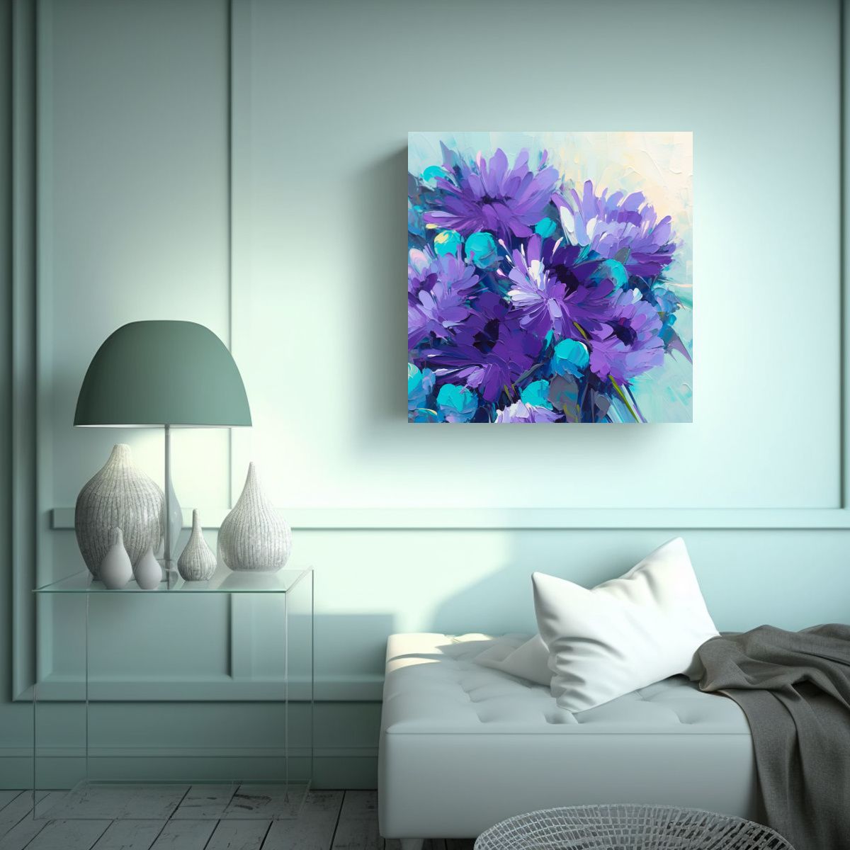 GENERICO - Pintura Conceptual De Flores En Lienzo En Colores 60x60 Cm