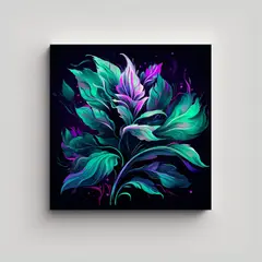 GENERICO - Pintura Decorativa De Hojas De Acebo En Verde Y 50x50 Cm