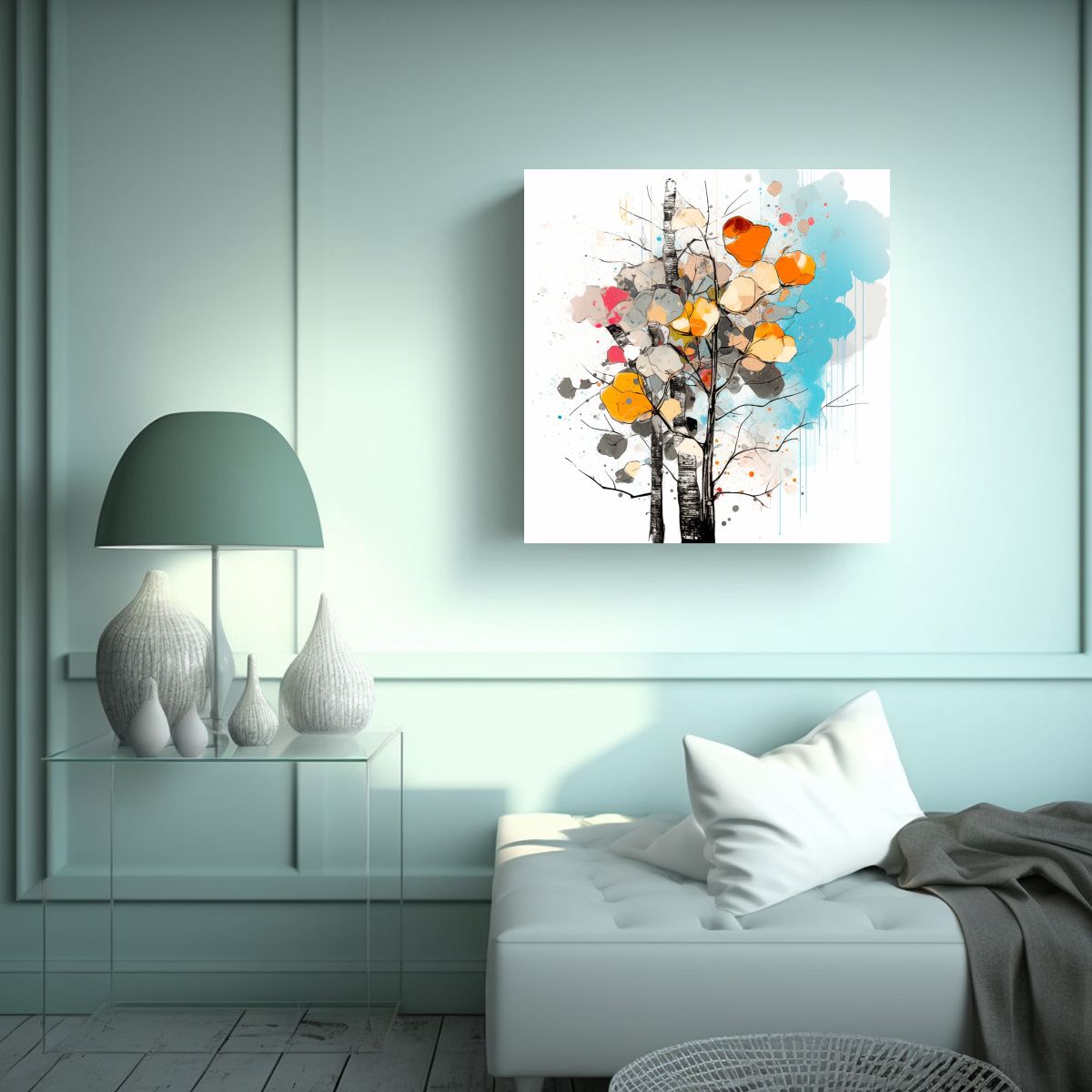 GENERICO - Pintura Decorativa De Un árbol De álamo 90x90 Cm