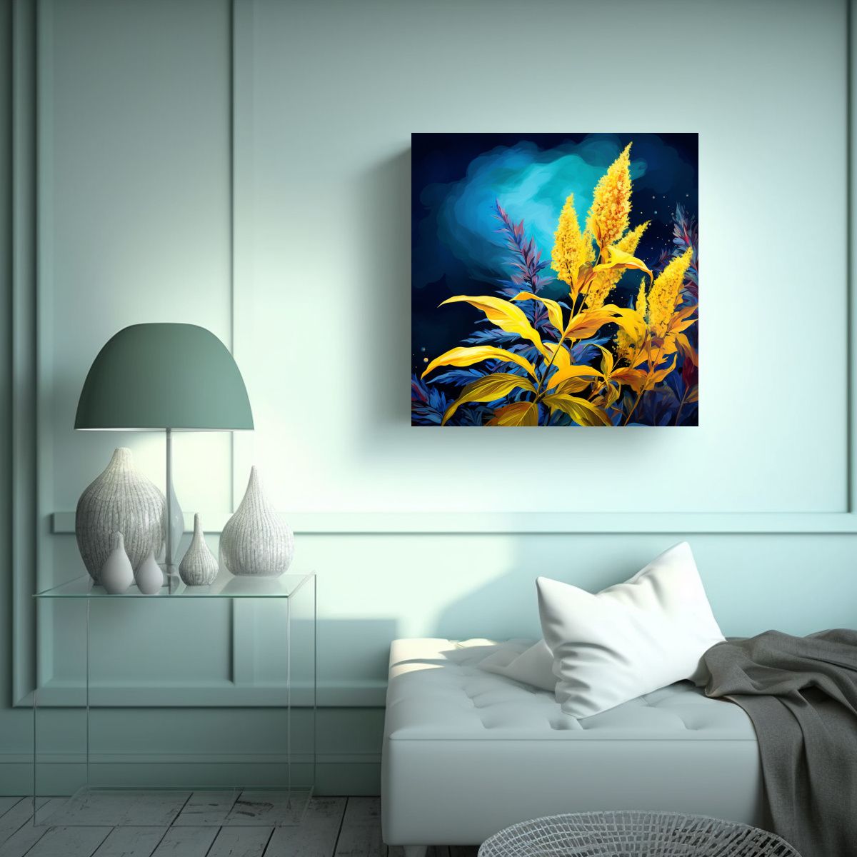 GENERICO - Pinturas Decorativas En Amarillo Y Azul Con 80x80 Cm