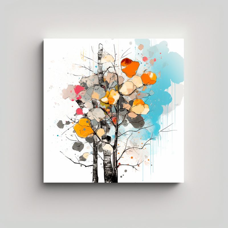 GENERICO - Pintura Decorativa De Un árbol De álamo 80x80 Cm