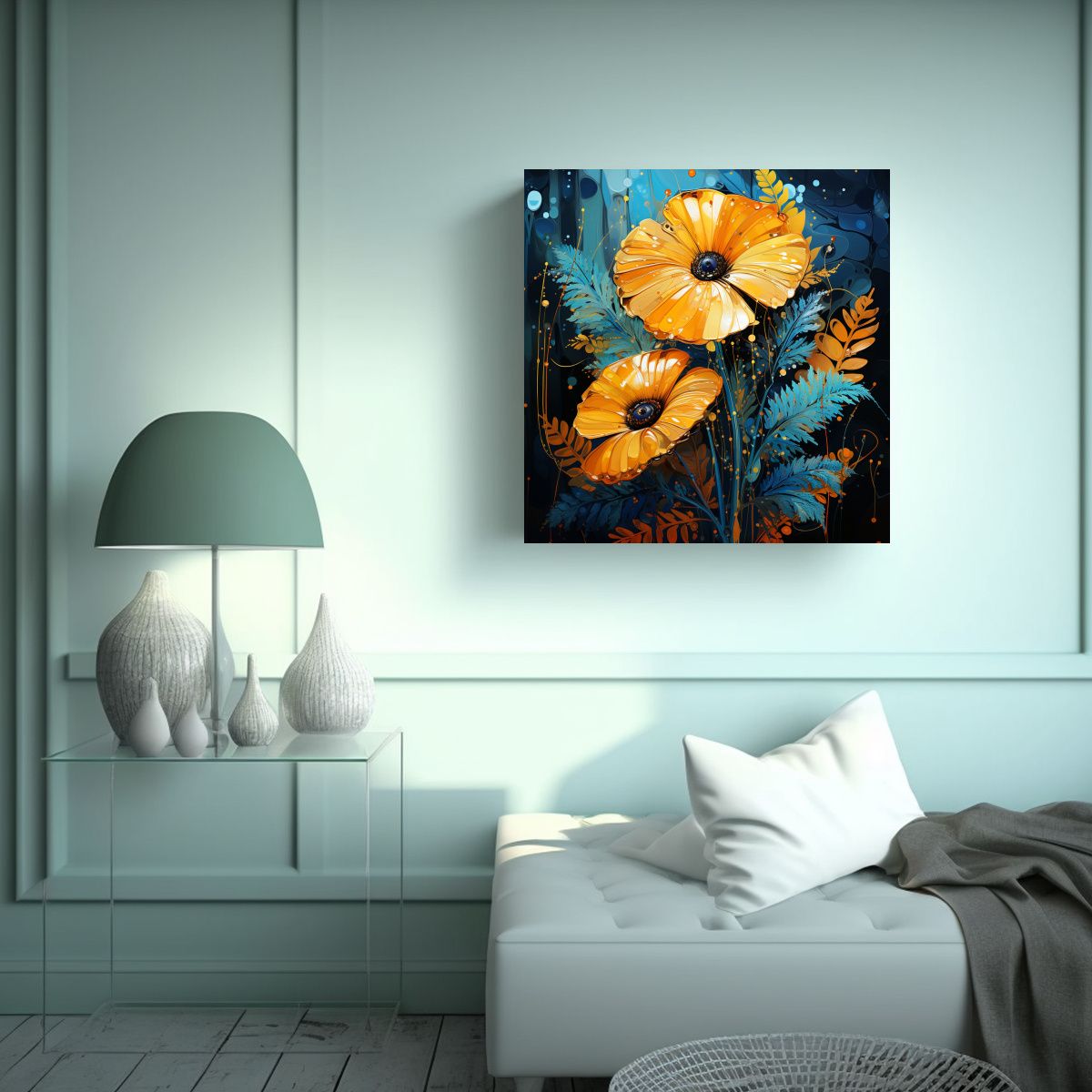 GENERICO - Lienzo De Tela Alegre Con Hojas De Helecho En 70x70 Cm