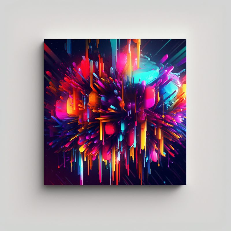 GENERICO - Pintura Decorativa Neon Abstracta 4k Colorida De 70x70 Cm