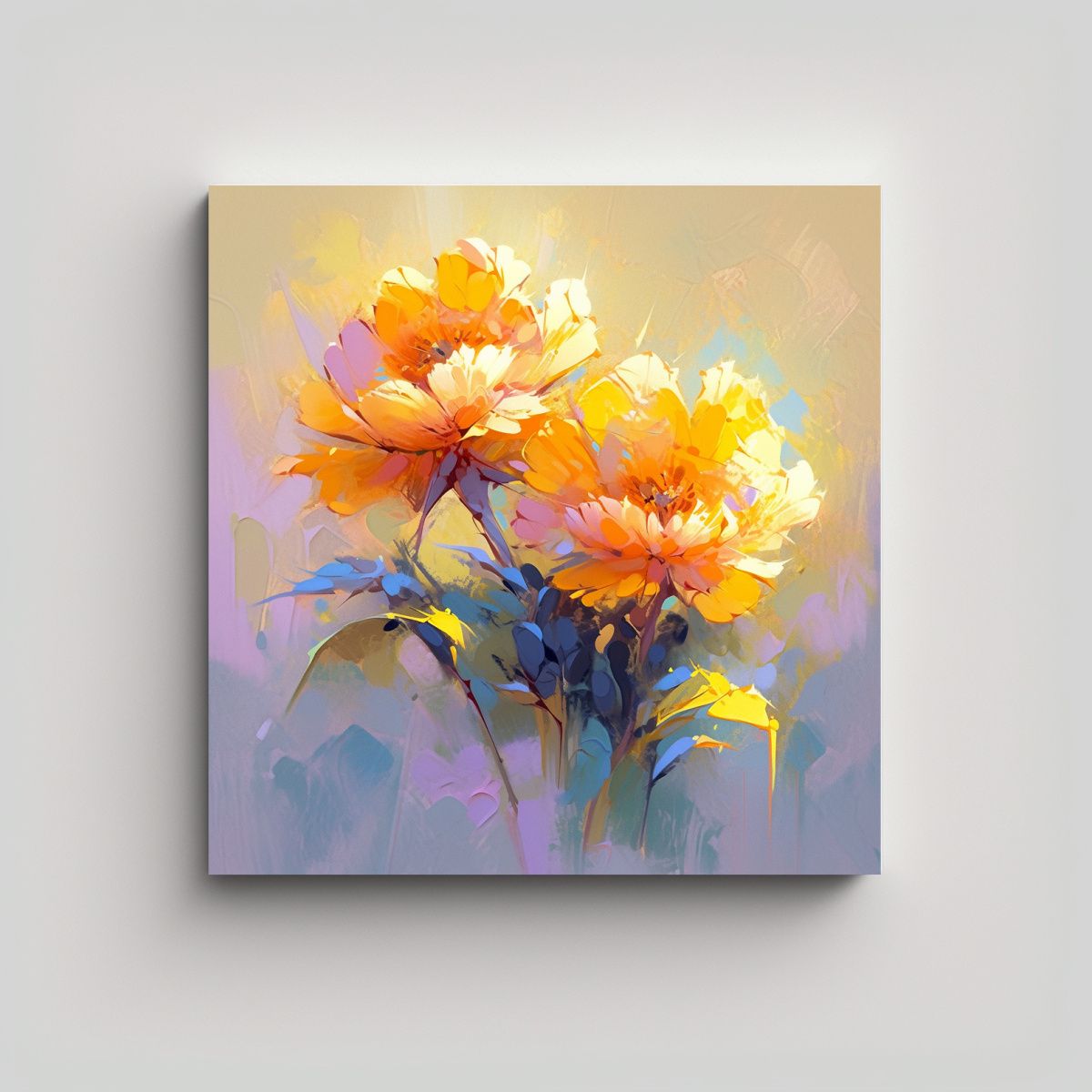 GENERICO - Pintura En Bastidor Vanguardia Espacio Amarillo Y 70x70 Cm