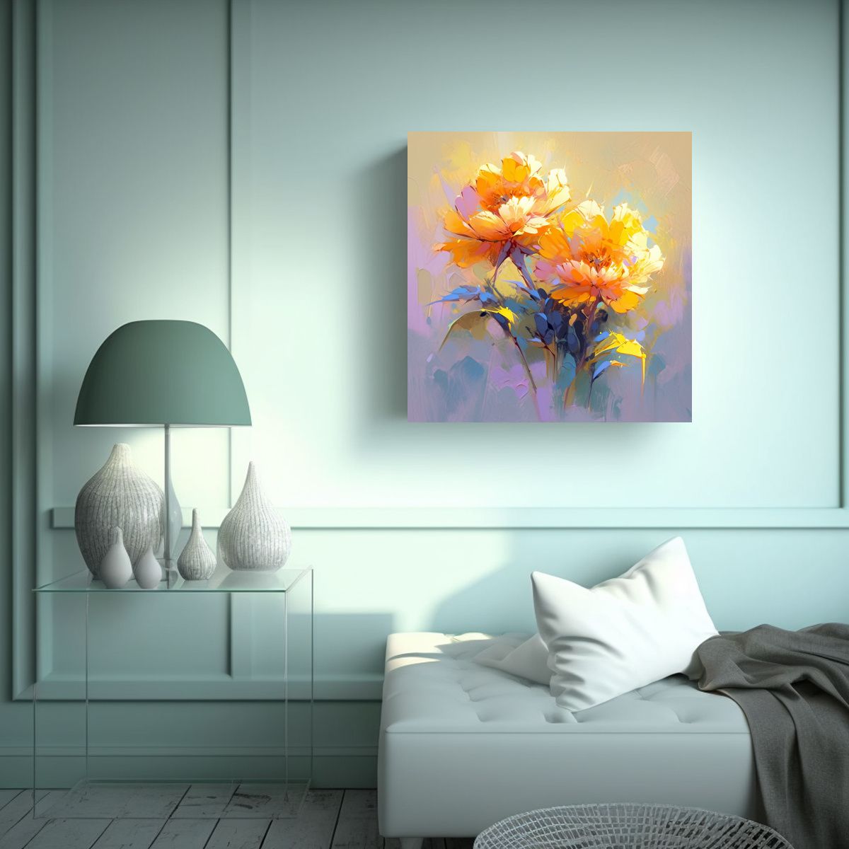 GENERICO - Pintura En Bastidor Vanguardia Espacio Amarillo Y 70x70 Cm