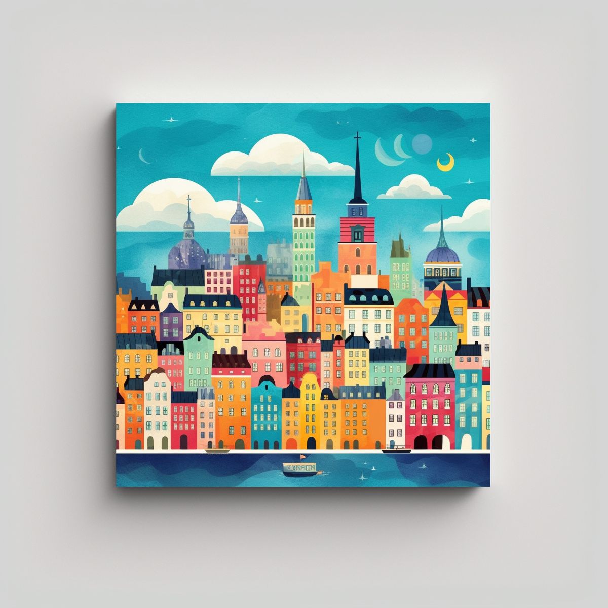 GENERICO - Pintura Exclusiva De Lienzo Moderno: Skyline De 60x60 Cm