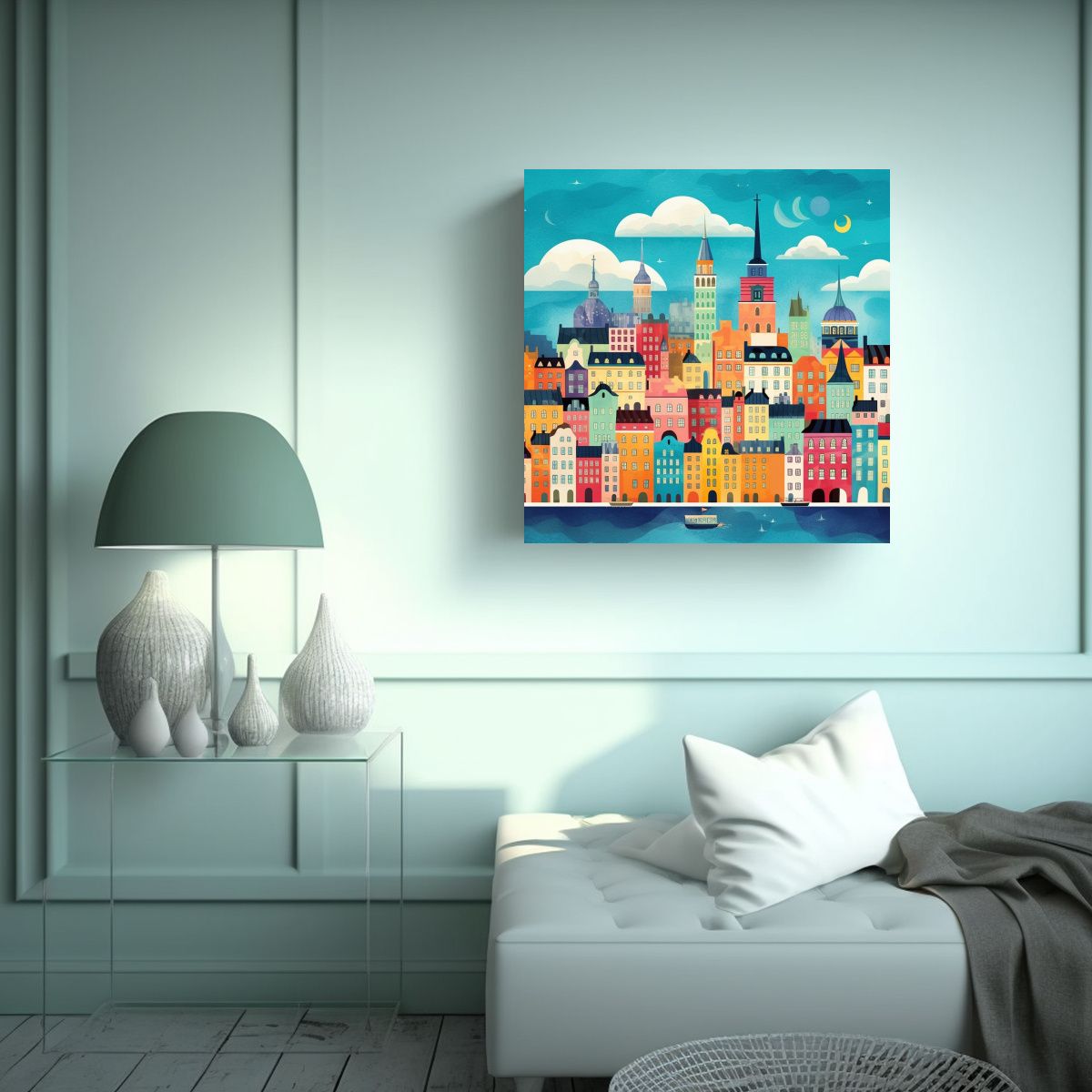 GENERICO - Pintura Exclusiva De Lienzo Moderno: Skyline De 60x60 Cm