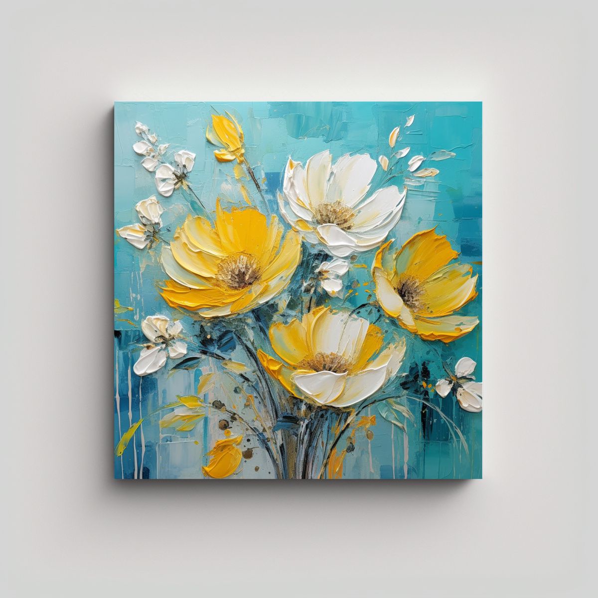 GENERICO - Pintura De Flores En Lienzo, Expresión Armónica 70x70 Cm