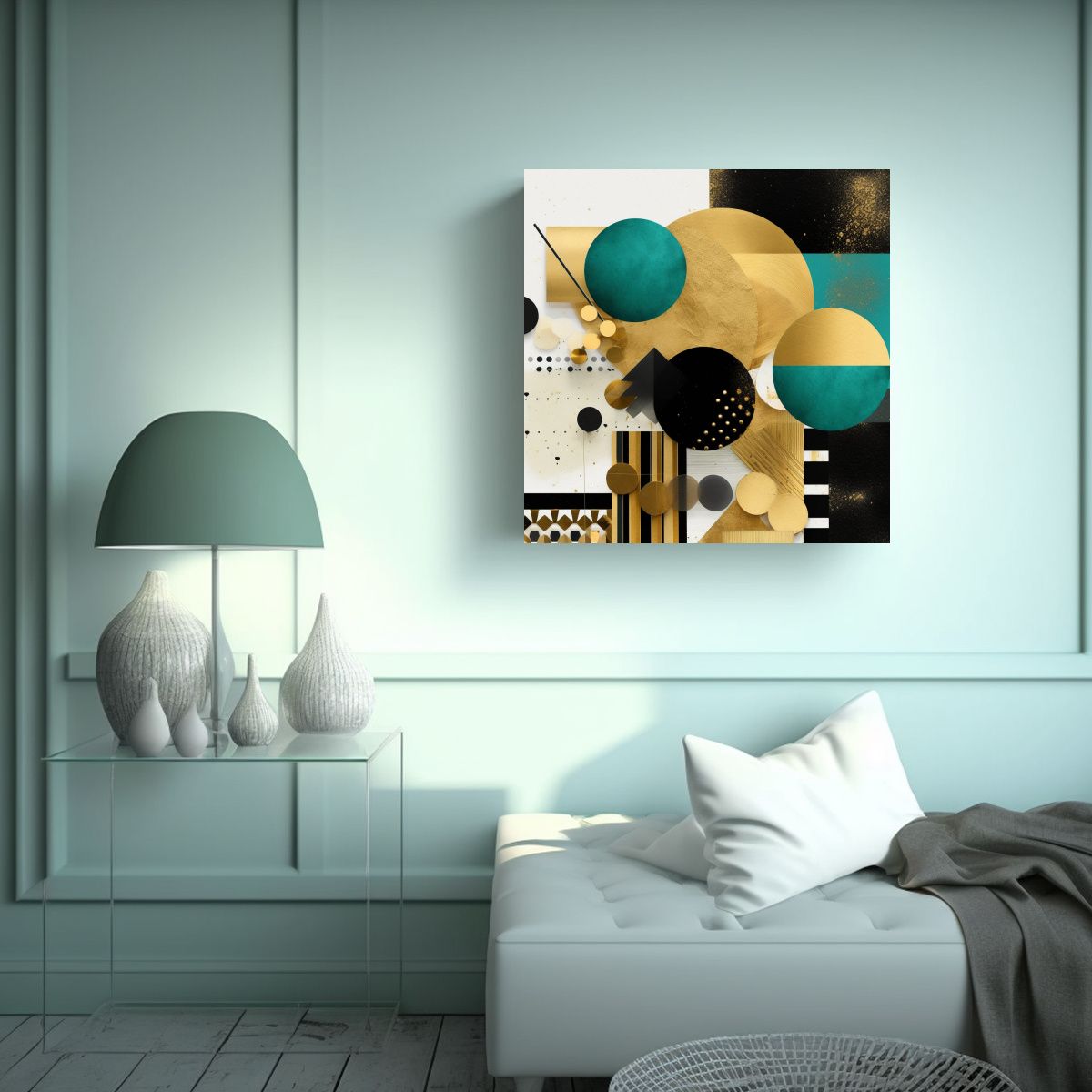 GENERICO - Cuadro Lienzo Cuadrado Diseño Gráfico Papel 90x90 Cm