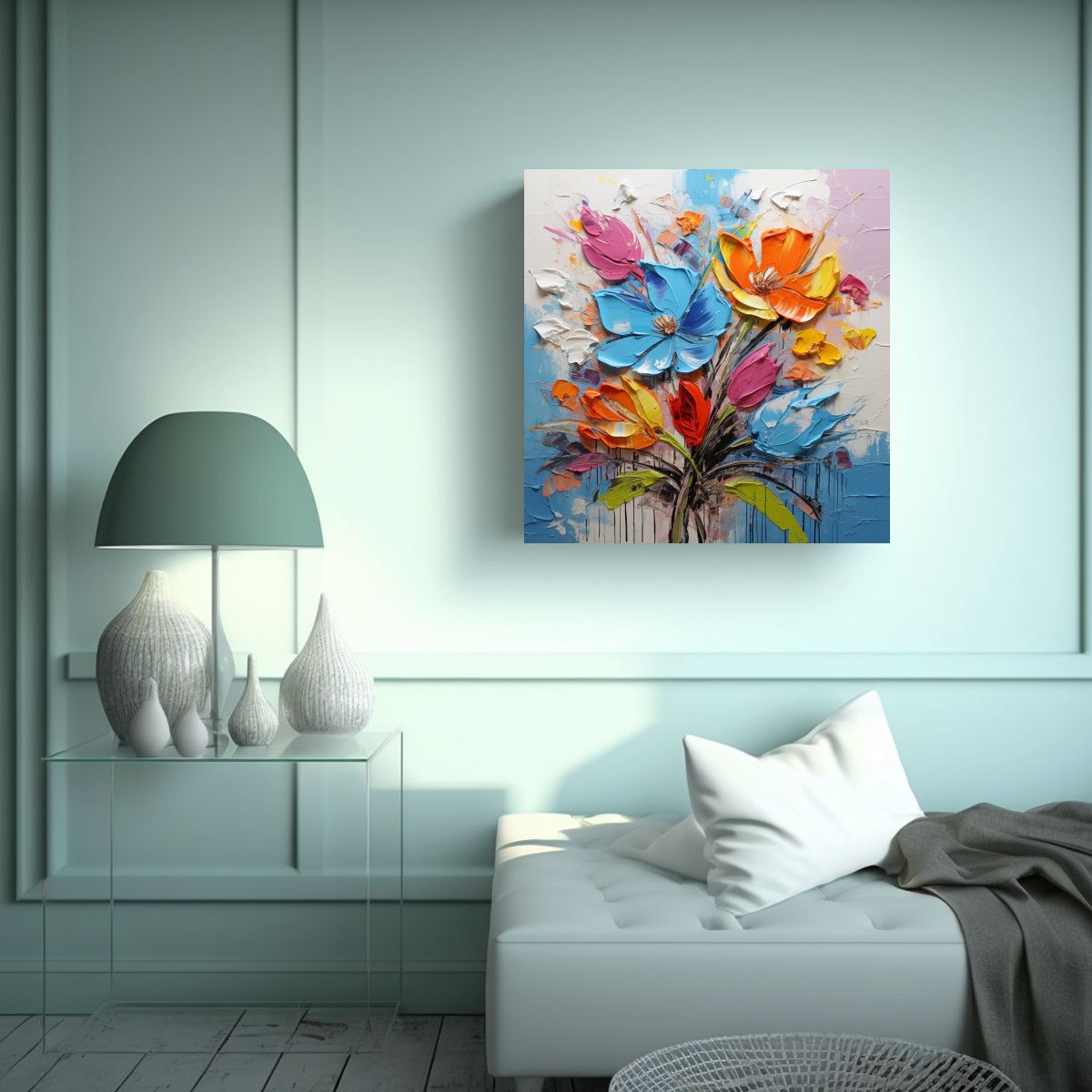 GENERICO - Cuadro Impreso Dormitorio Pintura Vibrante De 80x80 Cm