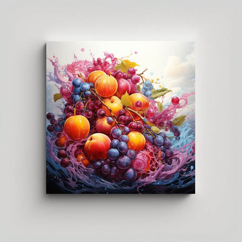 GENERICO - Pintura Abstracta De árbol De Frutas En Colores 60x60 Cm