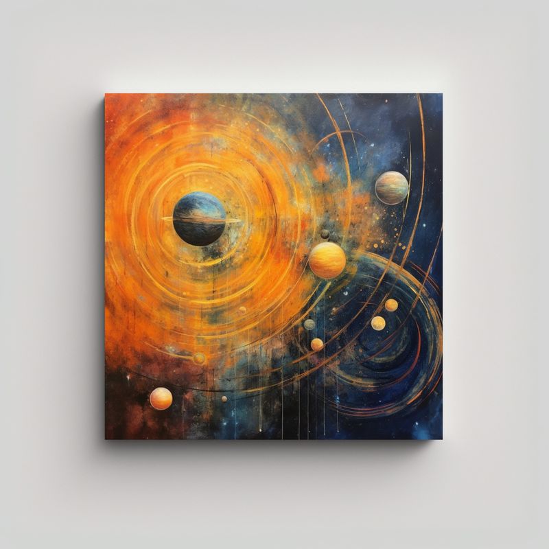 GENERICO - Pintura Abstracta Del Sistema Solar Para 80x80 Cm