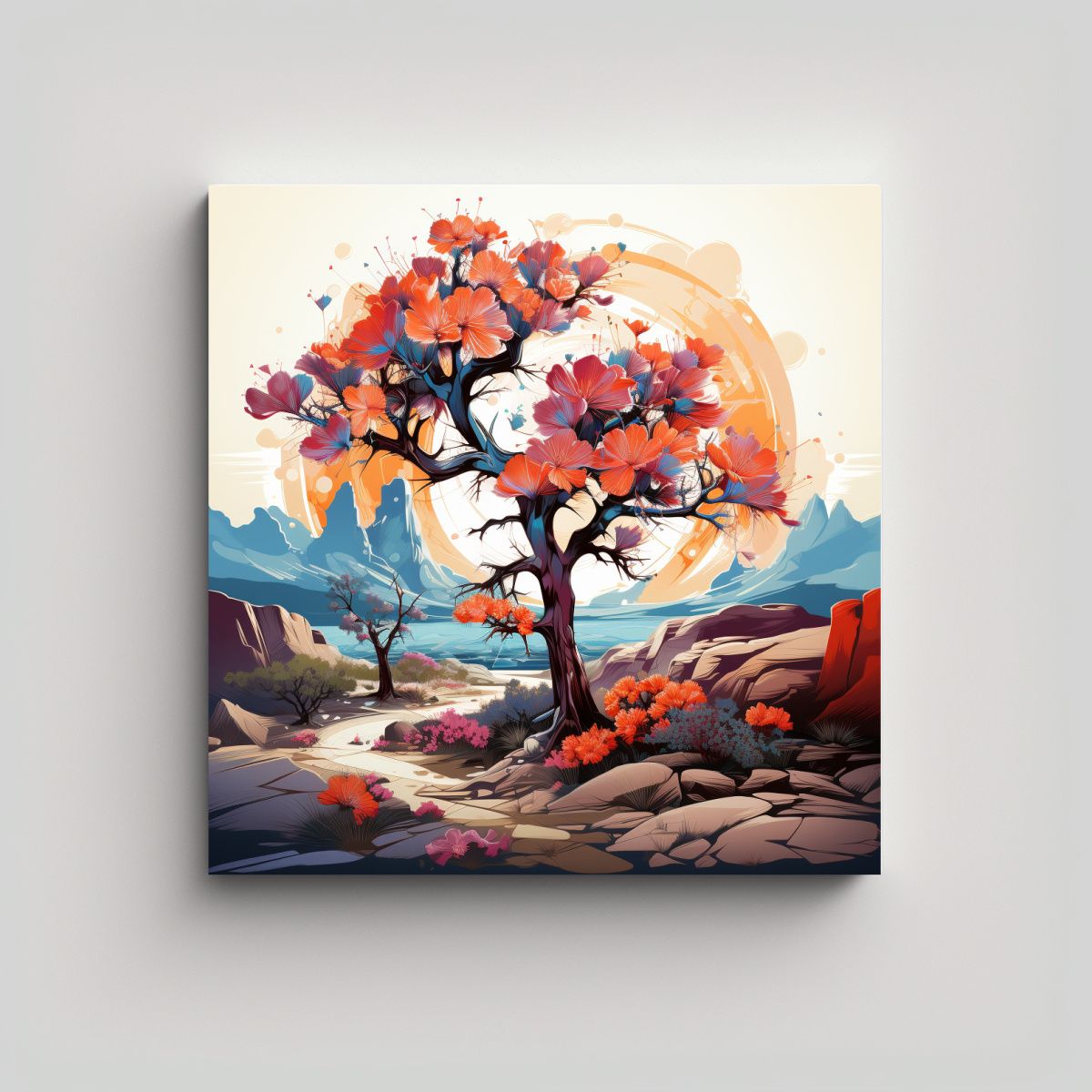 GENERICO - Pinturas Decorativas Arte Patron Joshua Tree En 90x90 Cm