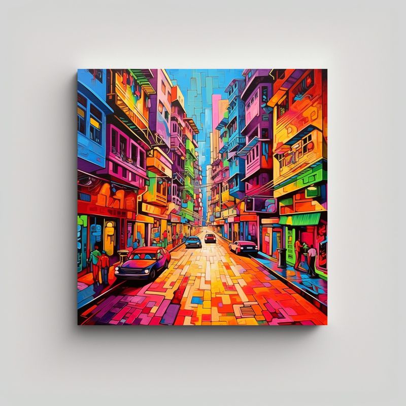 GENERICO - Cuadro Moderno Simple De La Ciudad De Chroma 50x50 Cm
