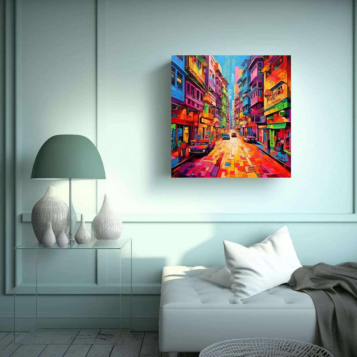 GENERICO - Cuadro Moderno Simple De La Ciudad De Chroma 50x50 Cm