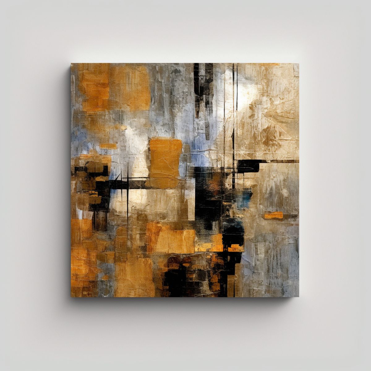 GENERICO - Pintura Abstracta En Tela Perspectiva Grises, 90x90 Cm.