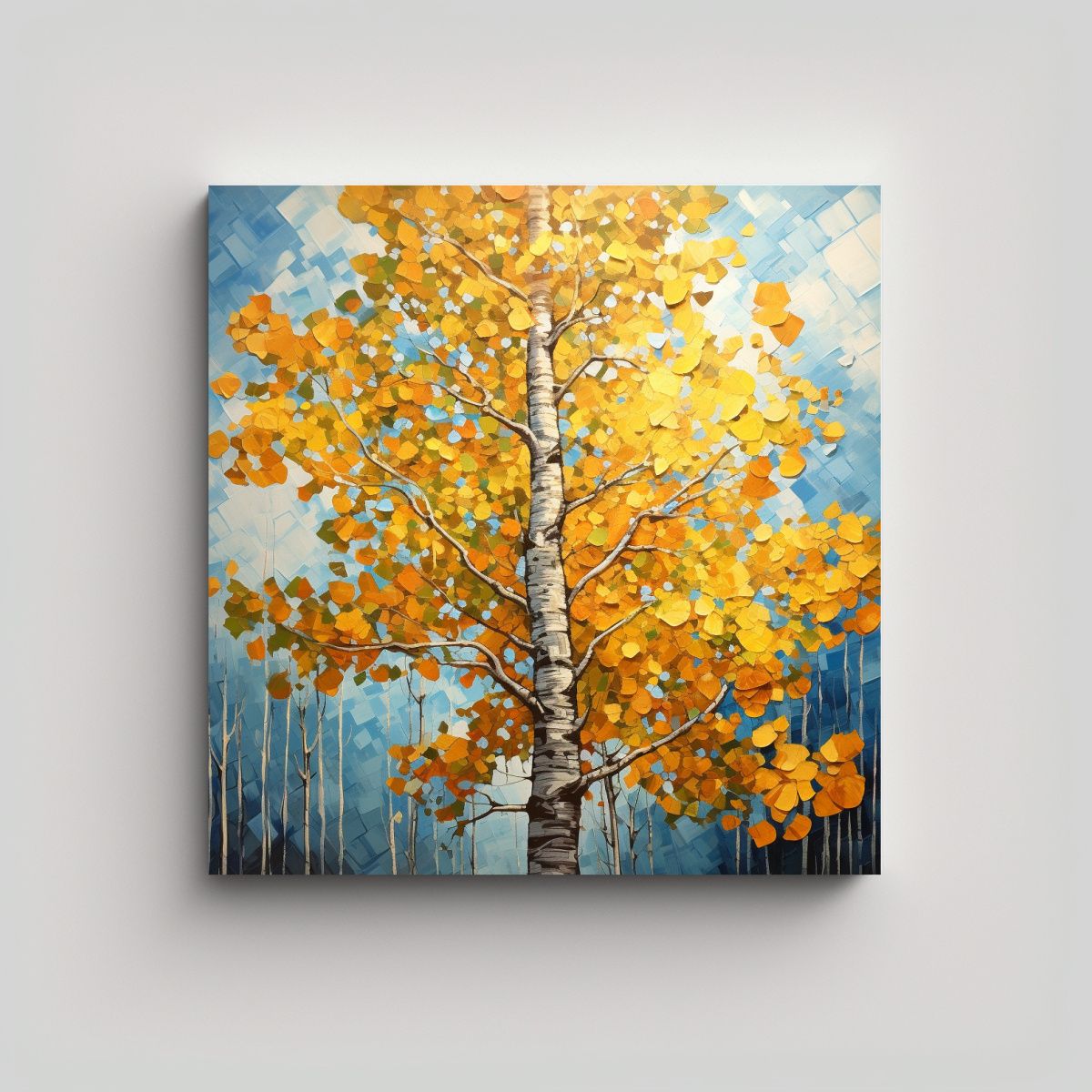 GENERICO - Lienzo Moderno Escenario De Un Árbol De Aspen 70x70 Cm