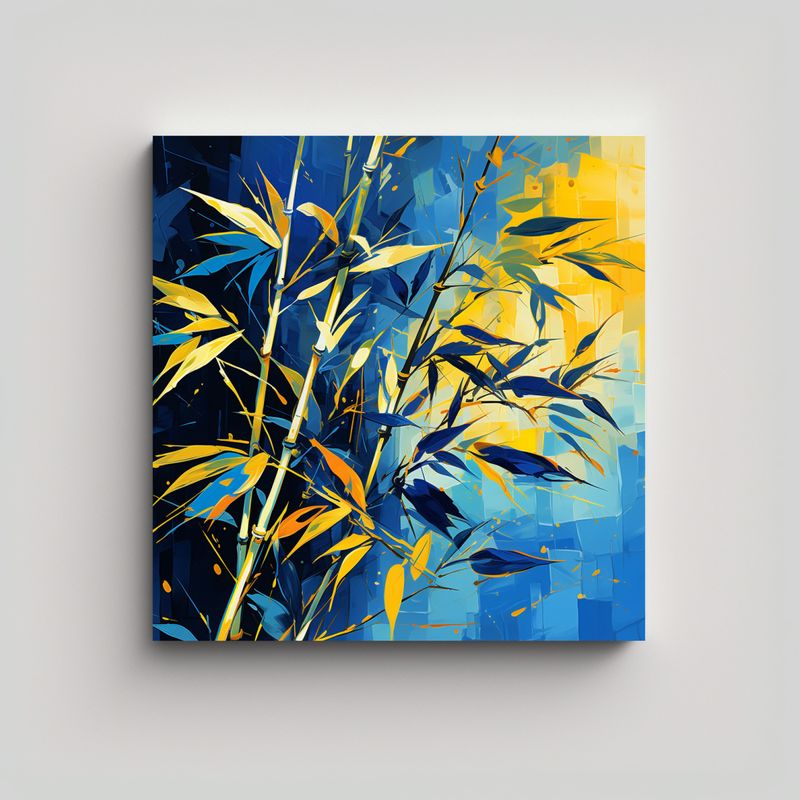 GENERICO - Cuadro Conceptual Dormitorio Bamboo Hojas 80x80 Cm