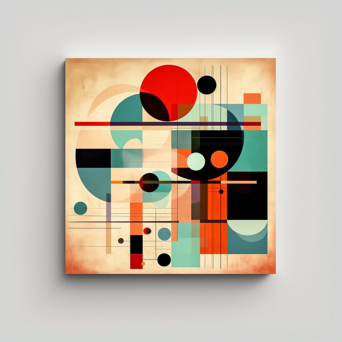 GENERICO - Cuadro Geométrico Abstracto Para Cocina 50x50 Cm