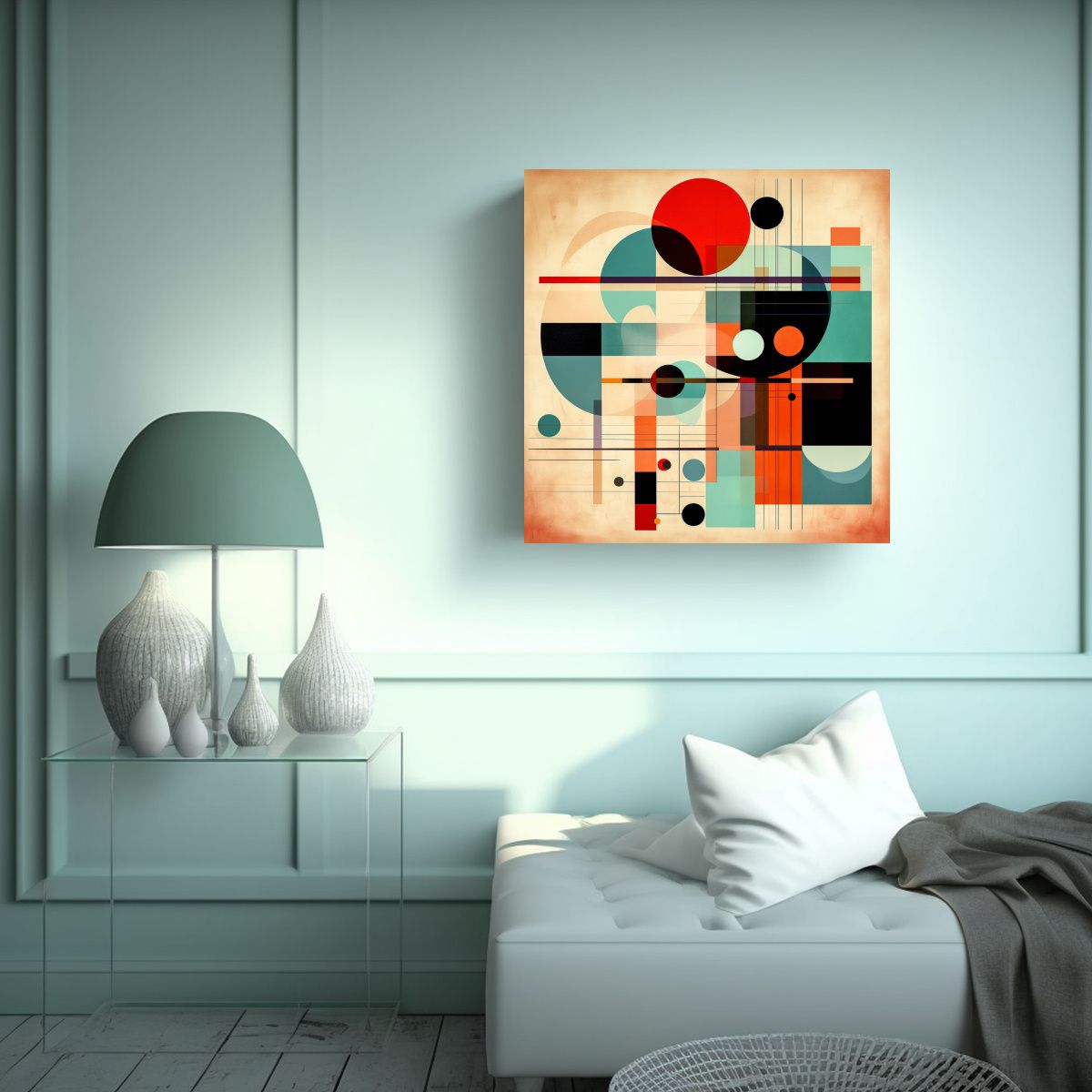 GENERICO - Cuadro Geométrico Abstracto Para Cocina 50x50 Cm