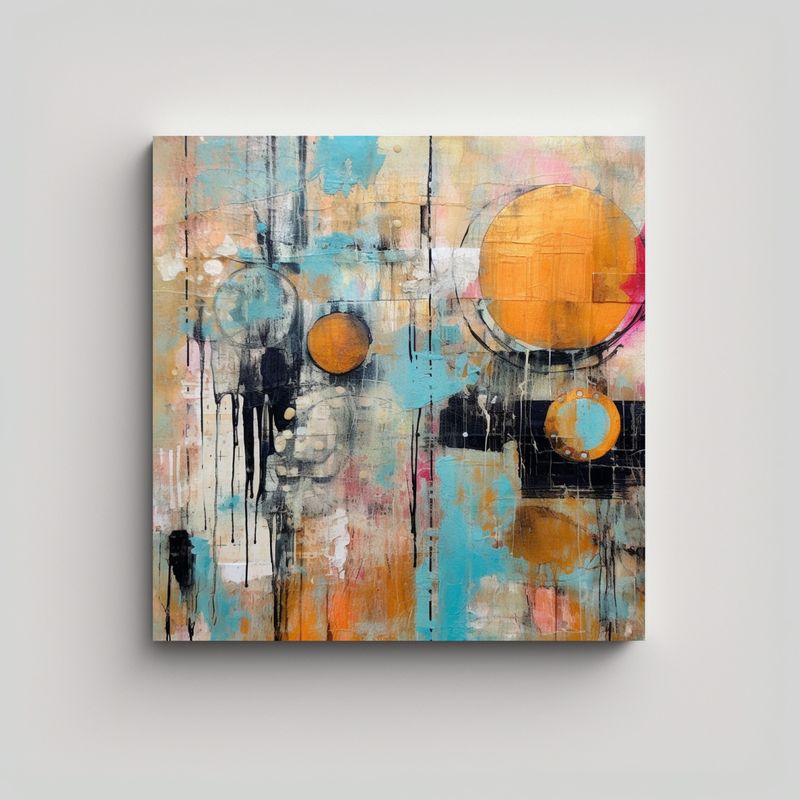 GENERICO - Pintura Abstracta En Lienzo, Obra Maestra De 50x50 Cm