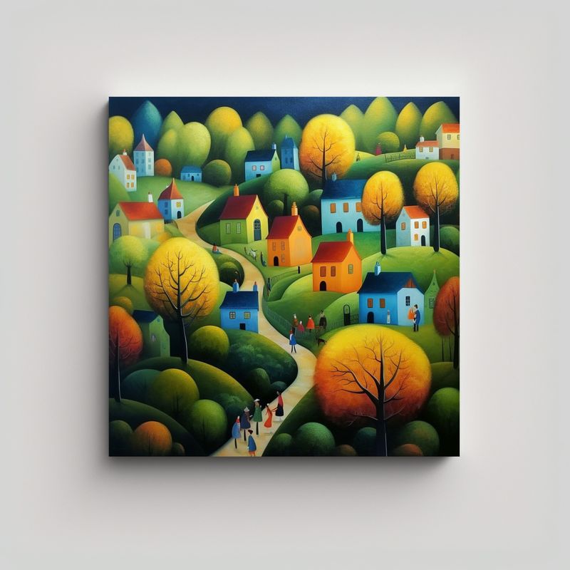 GENERICO - Cuadros De Decoración Arte En Un Pueblo 50x50 Cm