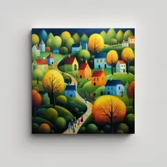 GENERICO - Cuadros De Decoración Arte En Un Pueblo 80x80 Cm