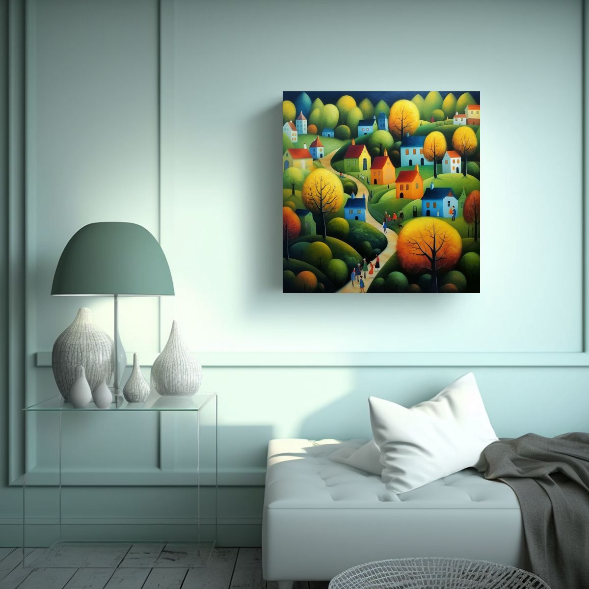 GENERICO - Cuadros De Decoración Arte En Un Pueblo 90x90 Cm