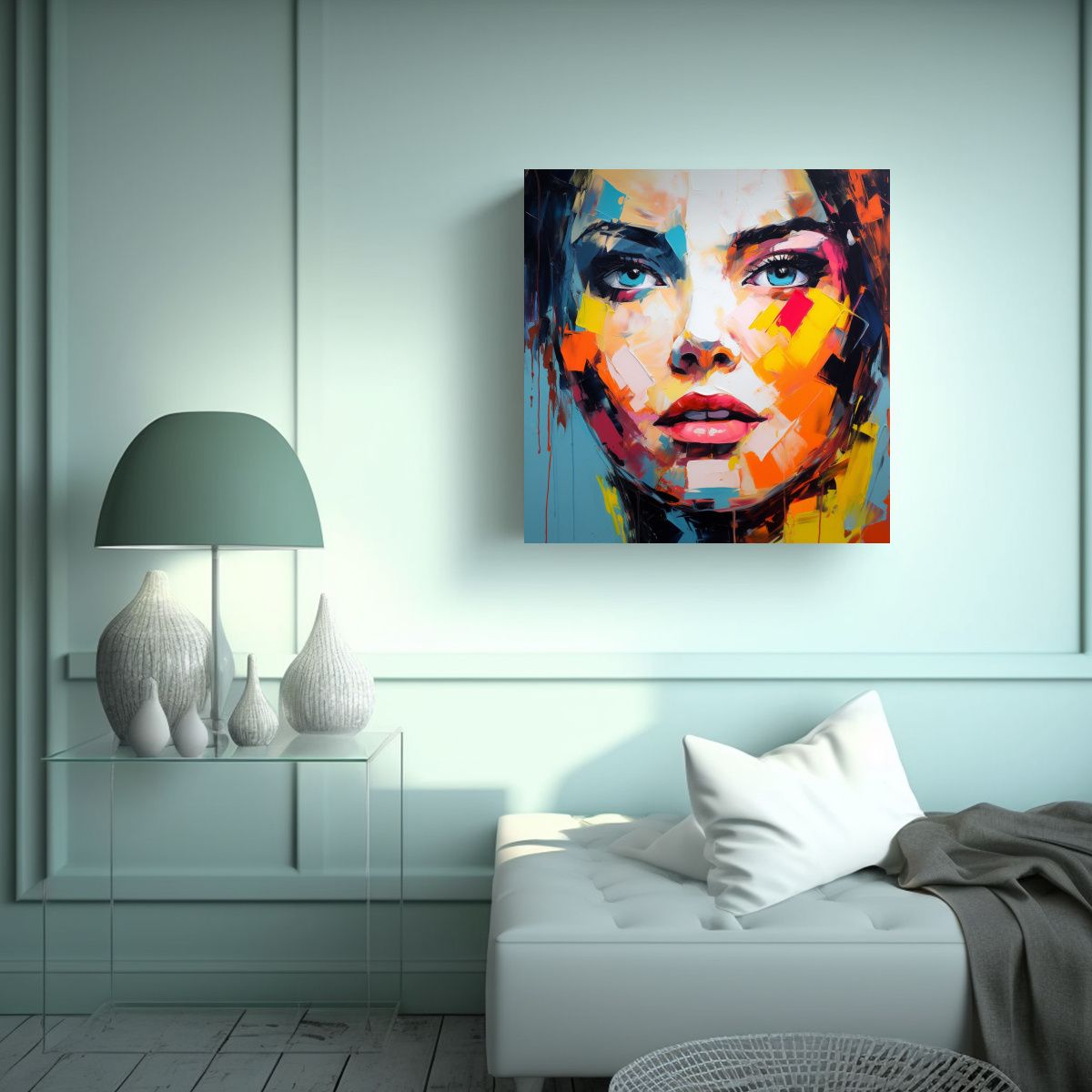 GENERICO - Cuadro De Mujer Con Paleta De Colores Por F 90x90 Cm