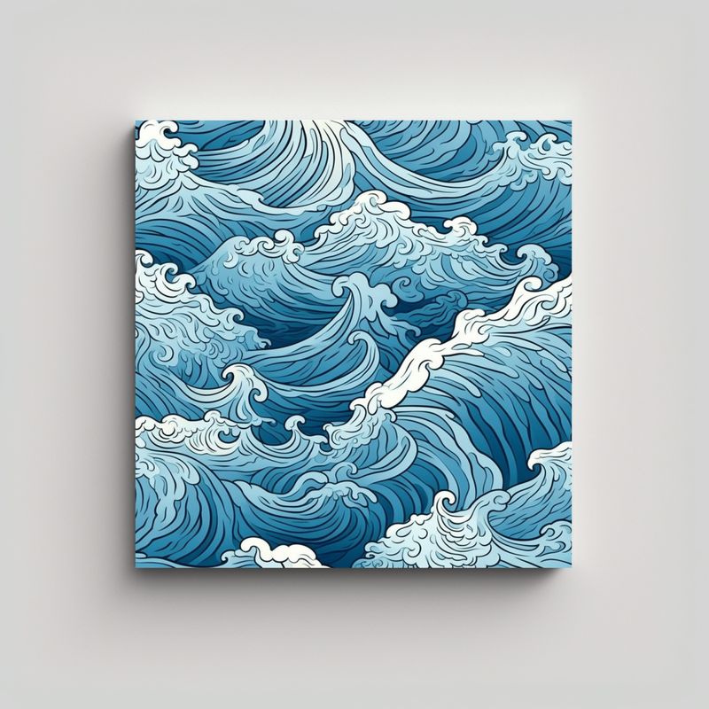 GENERICO - Pintura Decorativa única De Hermosas Olas Del 70x70 Cm