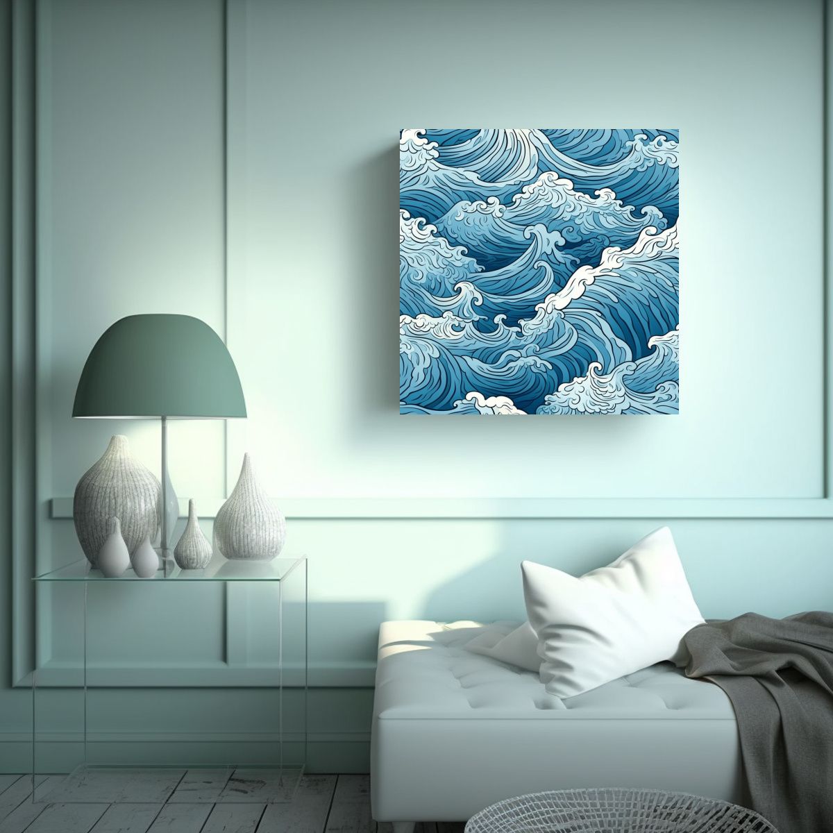 GENERICO - Pintura Decorativa única De Hermosas Olas Del 70x70 Cm