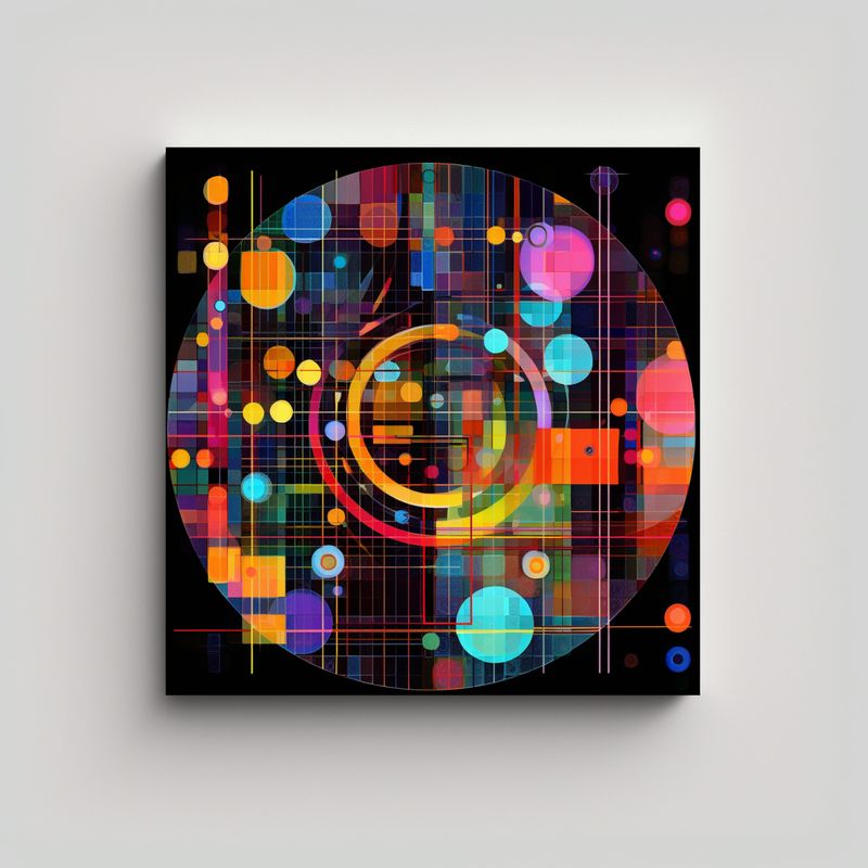 GENERICO - Pintura Abstracta Colorida En Círculo Con Formas 80x80 Cm