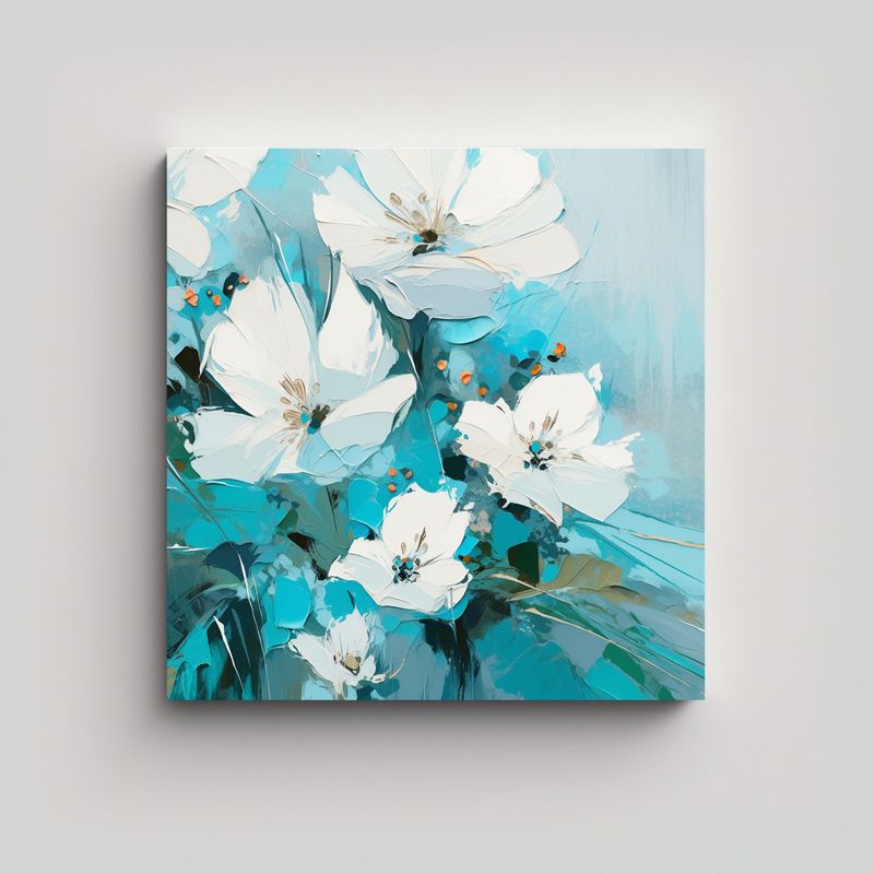 GENERICO - Cuadro Decorativo Intenso De Flores Blanco Y 60x60 Cm
