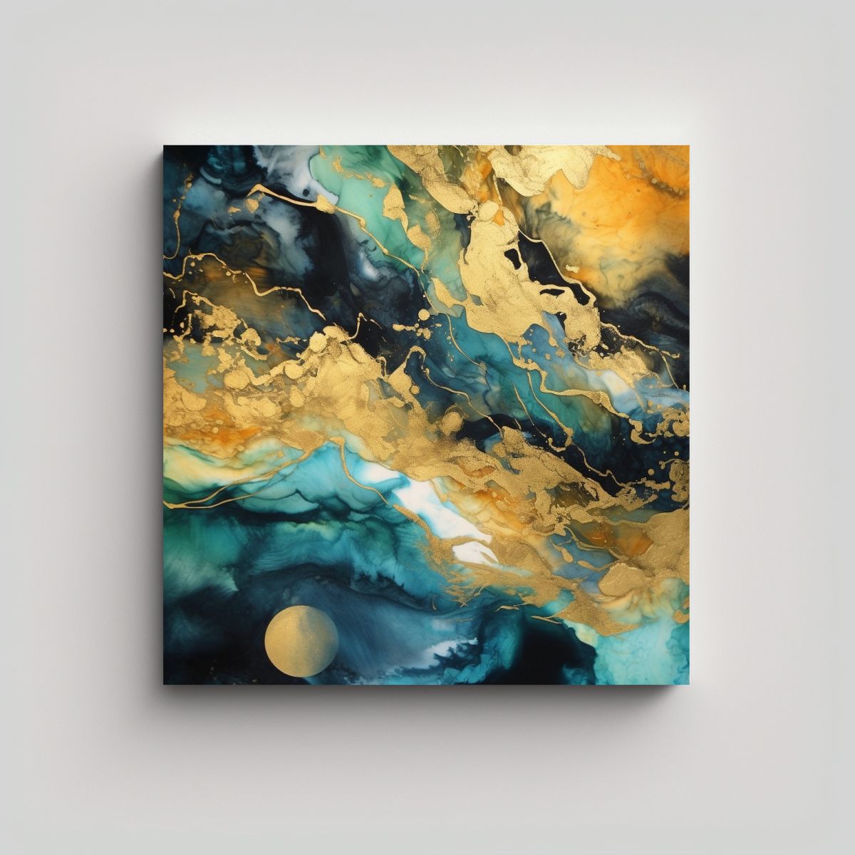 GENERICO - Cuadro Decoración Oceanscapegold Y Técnica De 50x50 Cm