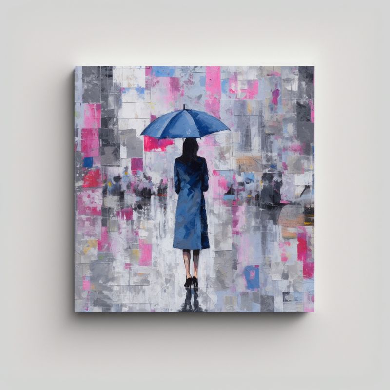GENERICO - Arte Líneas Intensidad Mujer En Día Lluvioso 60x60 Cm