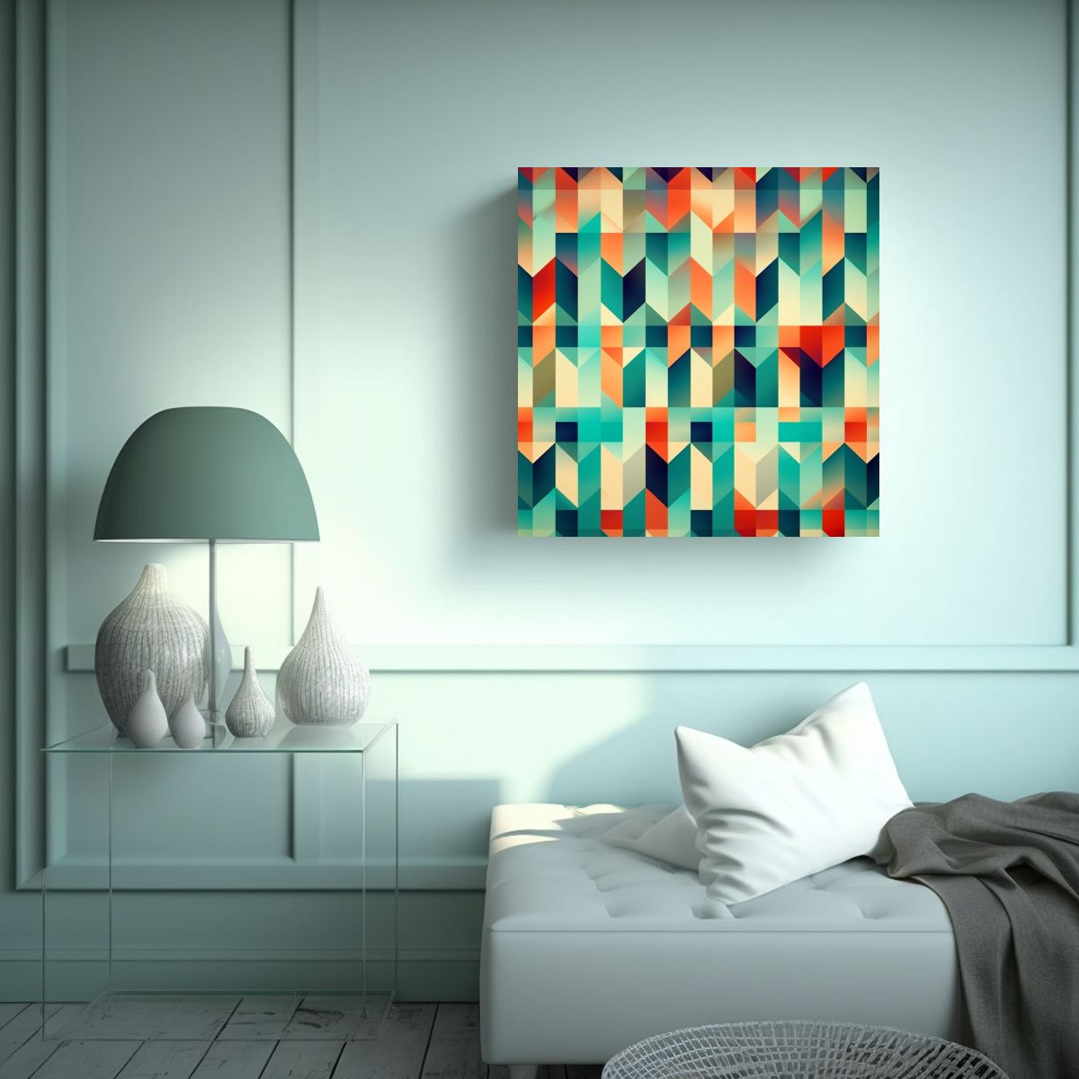 GENERICO - Cuadro Decorativo Abstracto Con Patrón De Formas 60x60 Cm