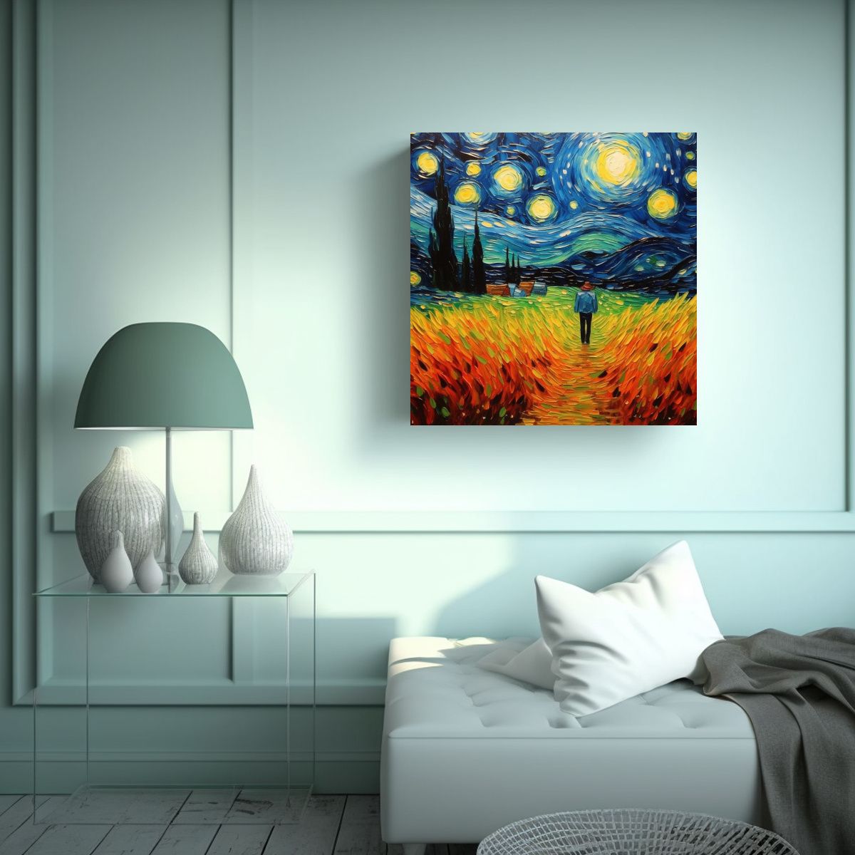 GENERICO - Pintura Decorativa Arte Vintage Estilo Van Gogh 50x50 Cm