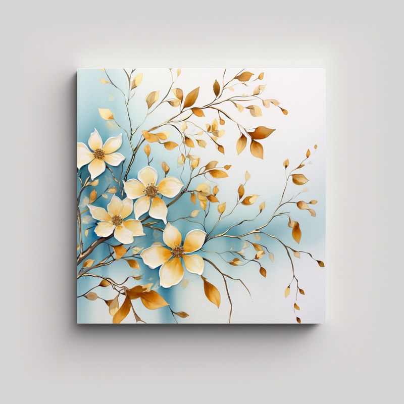 GENERICO - Cuadro Tela Sublimada Con Ramas De Flores De 70x70 Cm