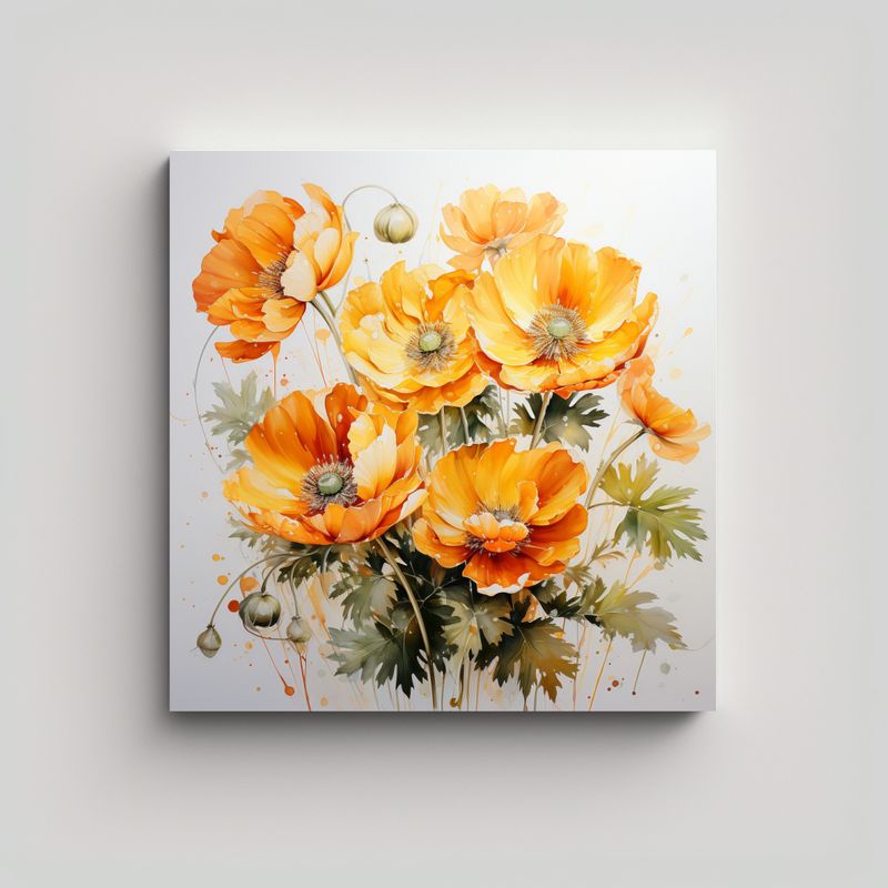 GENERICO - Composición Dibujo Relieve Flores Buttercups 60x60 Cm